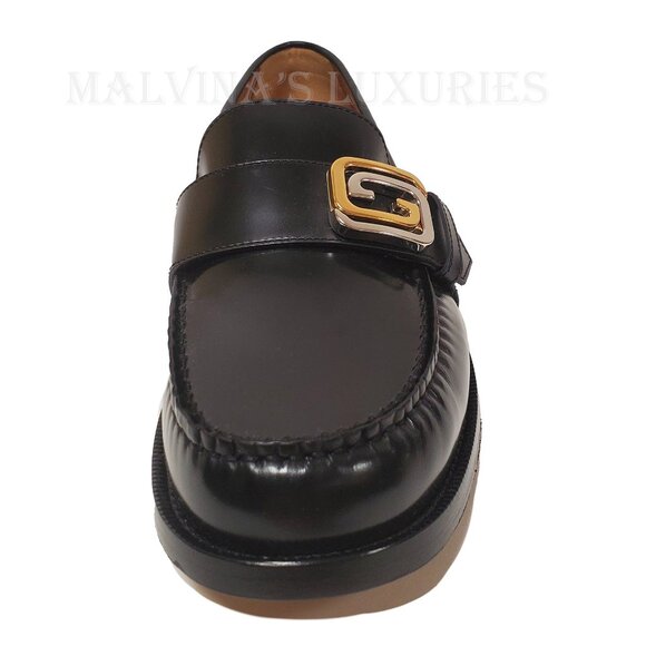 GUCCI SHOES MENS INTERLOCKING G LOGO PLAQUE LEATHER LOAFERS 9 /US 9.5 - Picture 10 of 16